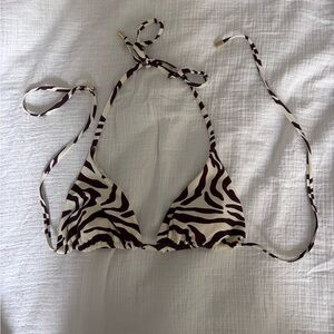 Monday Swimwear Brown Zebra Triangle Bikini Top NWOT